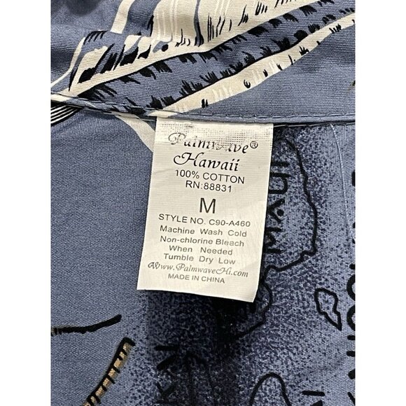 PALMWAVE Hawaiian Men's Shirt Medium Floral Short Sleeve Button Up 100% Cotton - Picture 7 of 7